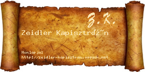 Zeidler Kapisztrán névjegykártya